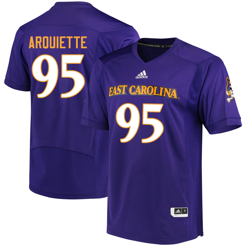 Men #95 Steve Arquiette ECU Pirates College Football Jerseys Sale-Purple
